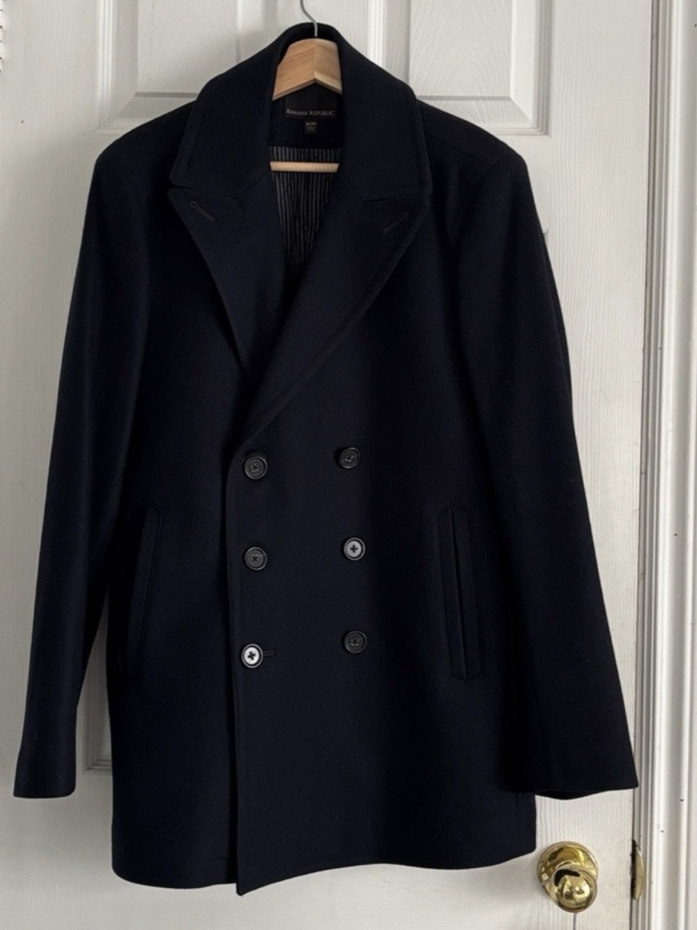 Banana Republic Navy Double-Breasted Wool Coat